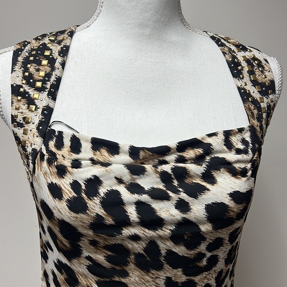 𝅺THALIA Sodi Animal print Rusched dress Size XS (D4) - Picture 4 of 12